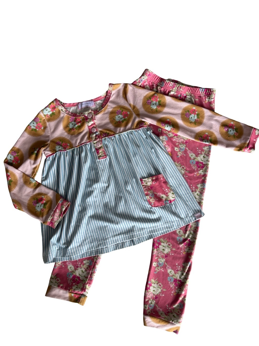 Sweet Honey Girls Boutique Pajama Set Size 8 Floral Pink Babydoll